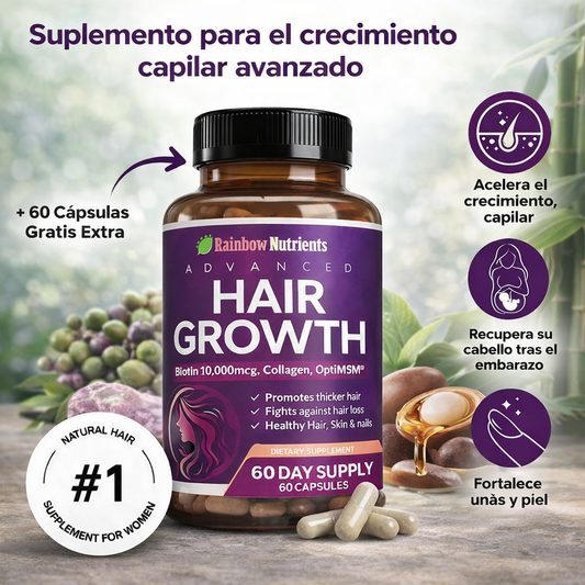 HAIR GROWTH +120 CAPS | CABELLO MÁS FUERTE, ABUNDANTE Y SALUDABLE DESDE LA RAÍZ